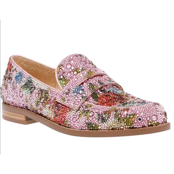 Betsey Johnson ARON Floral Multi All-Over Rhinestone Embellished Loafer 10M - Picture 1 of 9